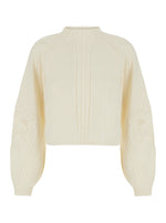 White Embroidered Mock Collar Sweater 1