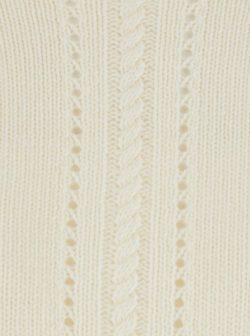 White Embroidered Mock Collar Sweater 3
