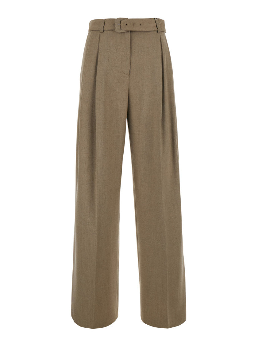 Beige Tailored Pleated Pant 1
