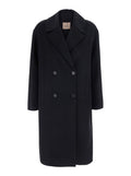 Black Notched Lapel Trench Coat 1