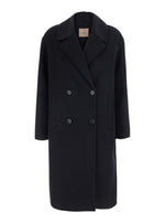 Black Notched Lapel Trench Coat 1