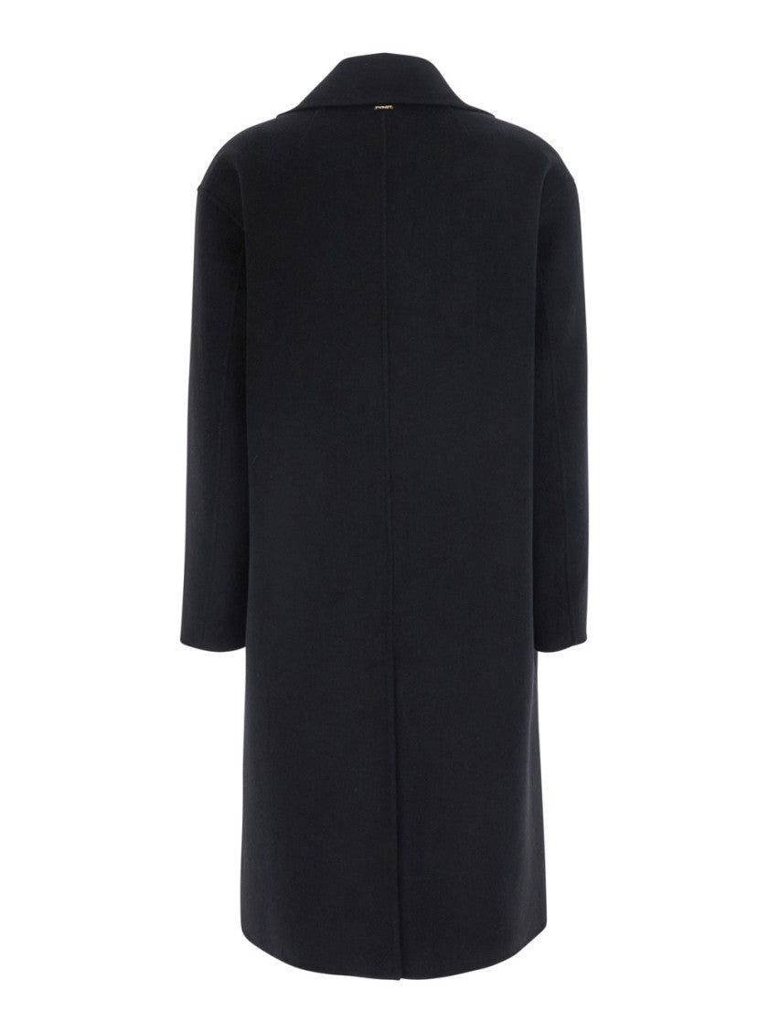 Black Notched Lapel Trench Coat 2