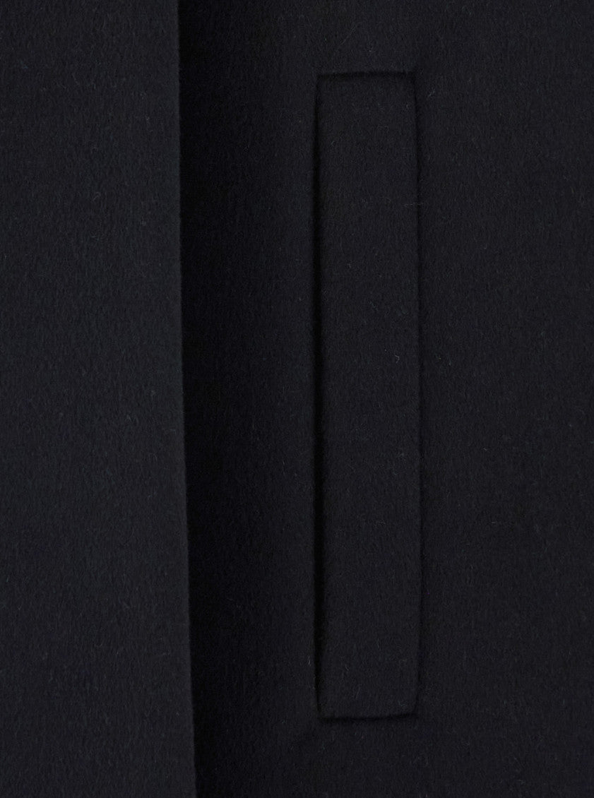 Black Notched Lapel Trench Coat 3