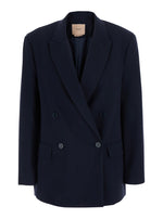 Blue Solid Peaked Lapel Blazer 1