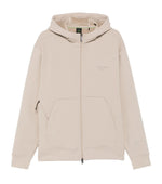 Beige Zip Up Logo Hoodie 1