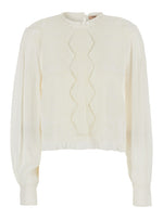 White Embroidered Crew Neck Top 1