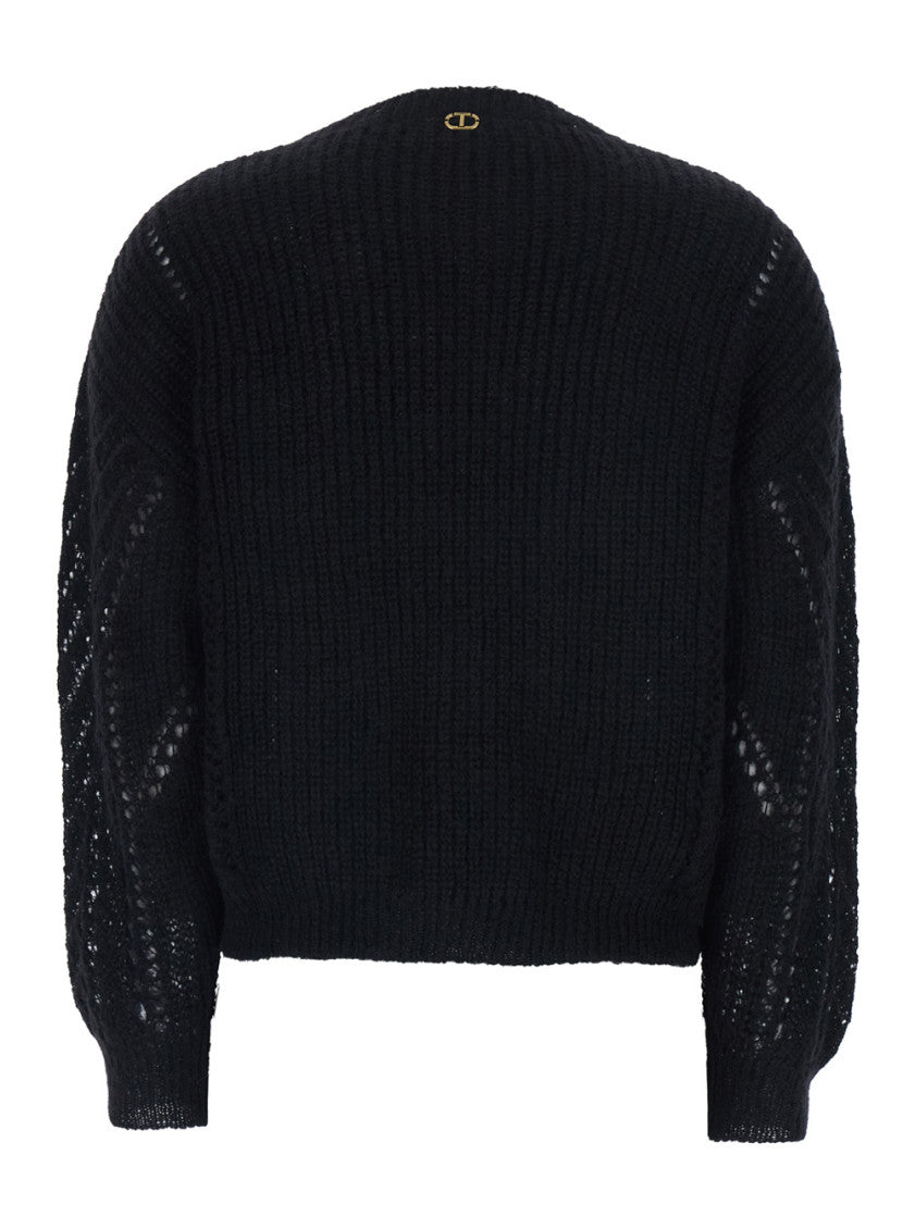Black Knitted Crew Neck Sweater 2