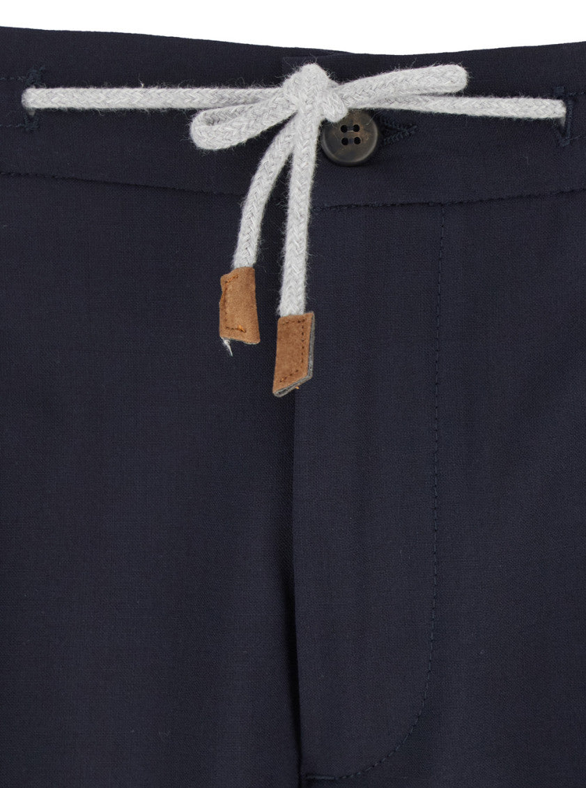 Dark Navy Drawstring Trousers 3