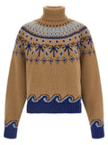 Beige Jacquard Turtle Neck Sweater 1