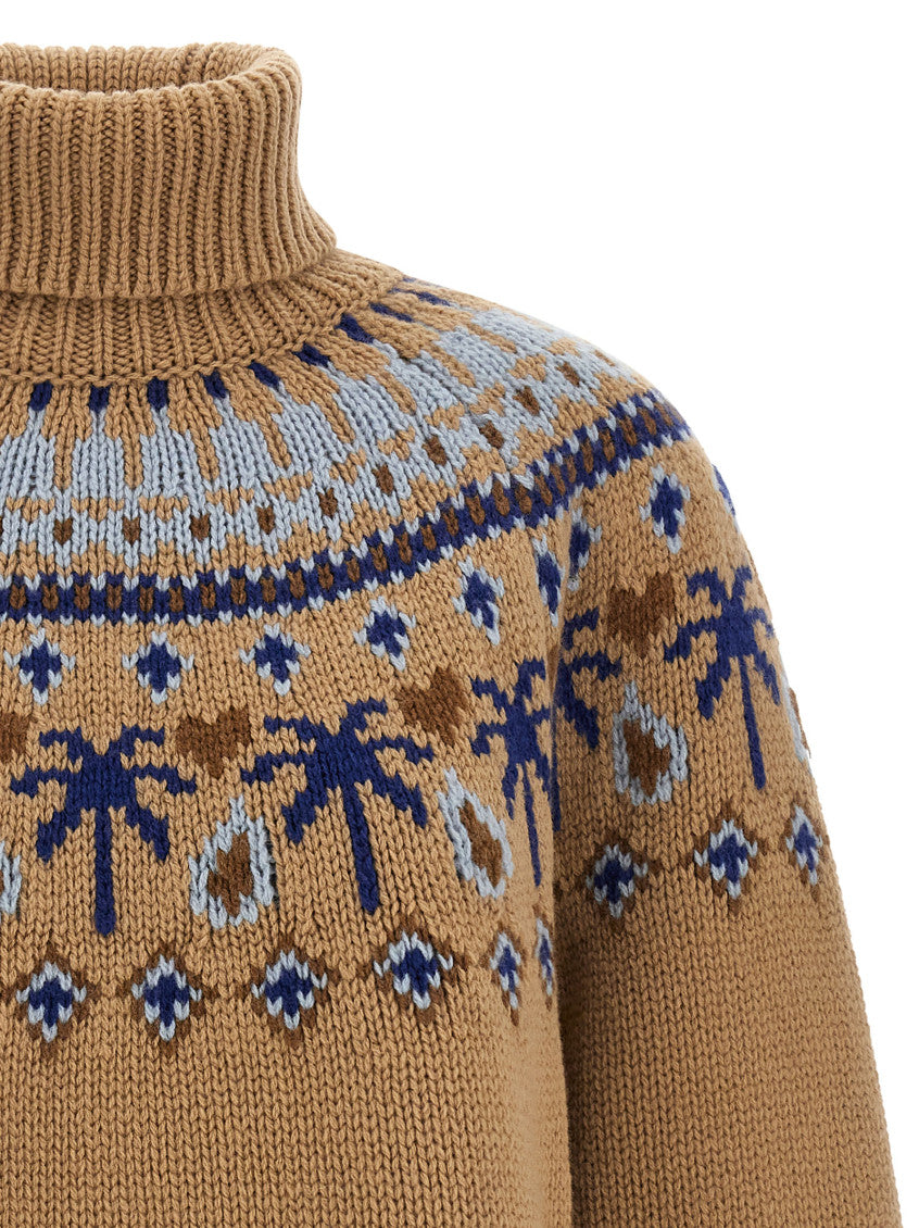 Beige Jacquard Turtle Neck Sweater 3