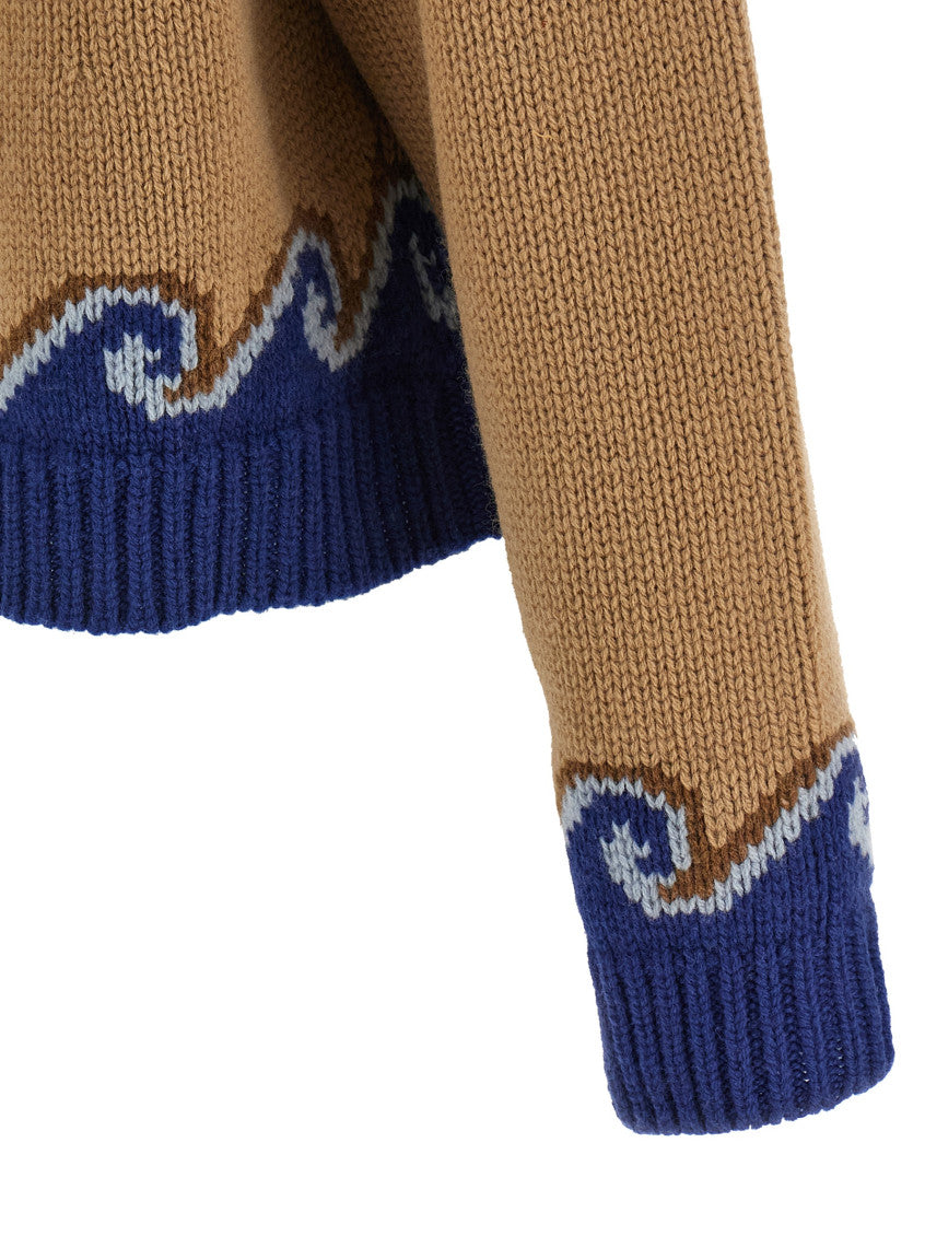 Beige Jacquard Turtle Neck Sweater 4