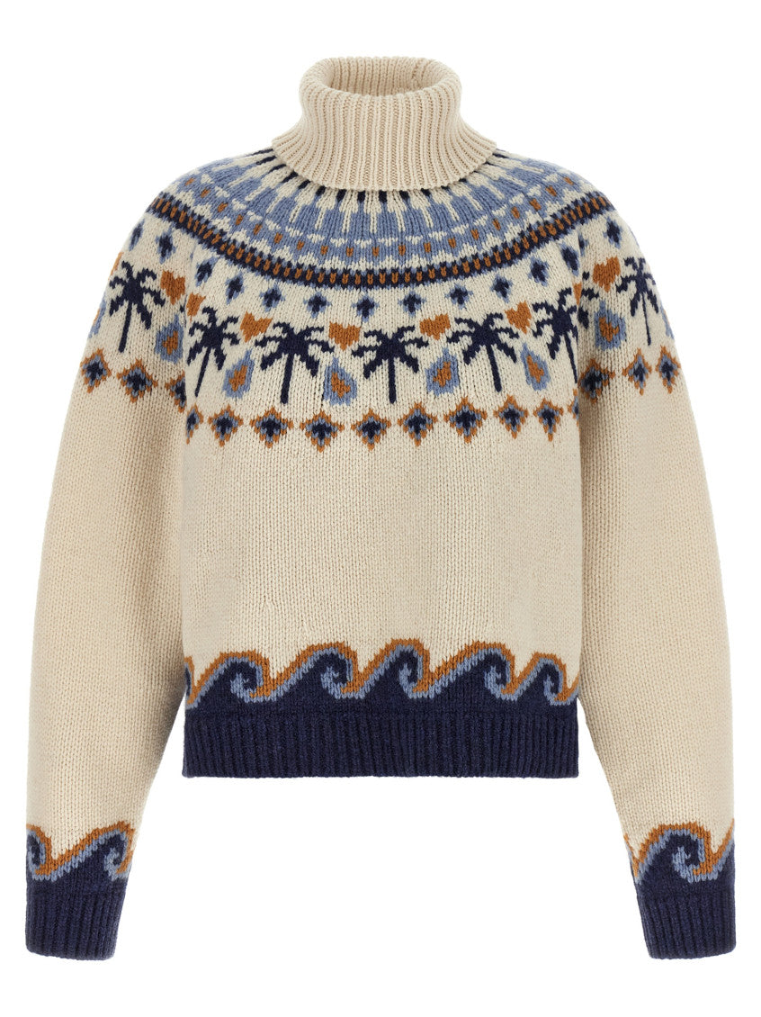 Multicolor Jacquard Turtle Neck Sweater 1