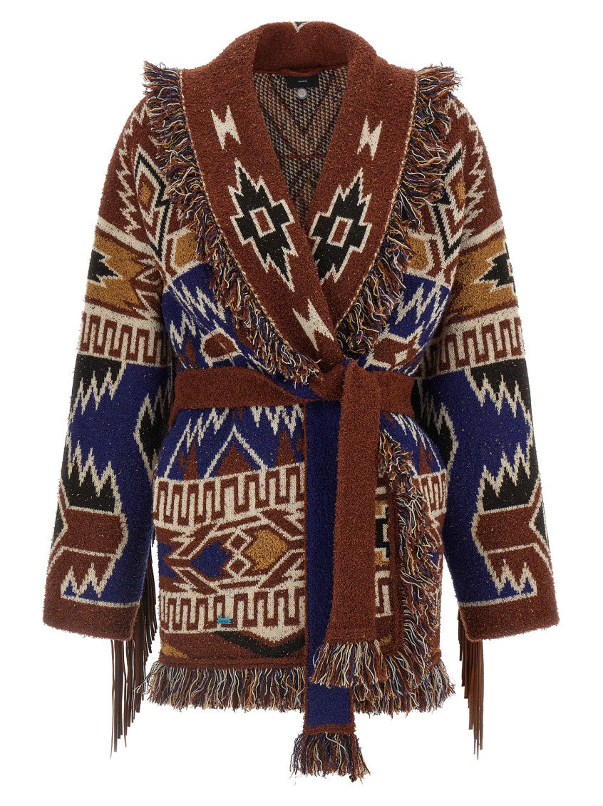 Brown Jacquard Shawl Neck Cardigan 1