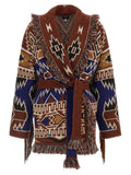 Brown Jacquard Shawl Neck Cardigan 1
