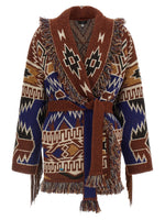 Brown Jacquard Shawl Neck Cardigan 1