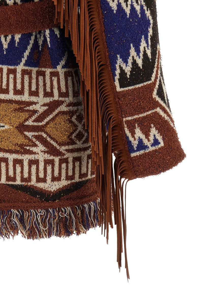 Brown Jacquard Shawl Neck Cardigan 4