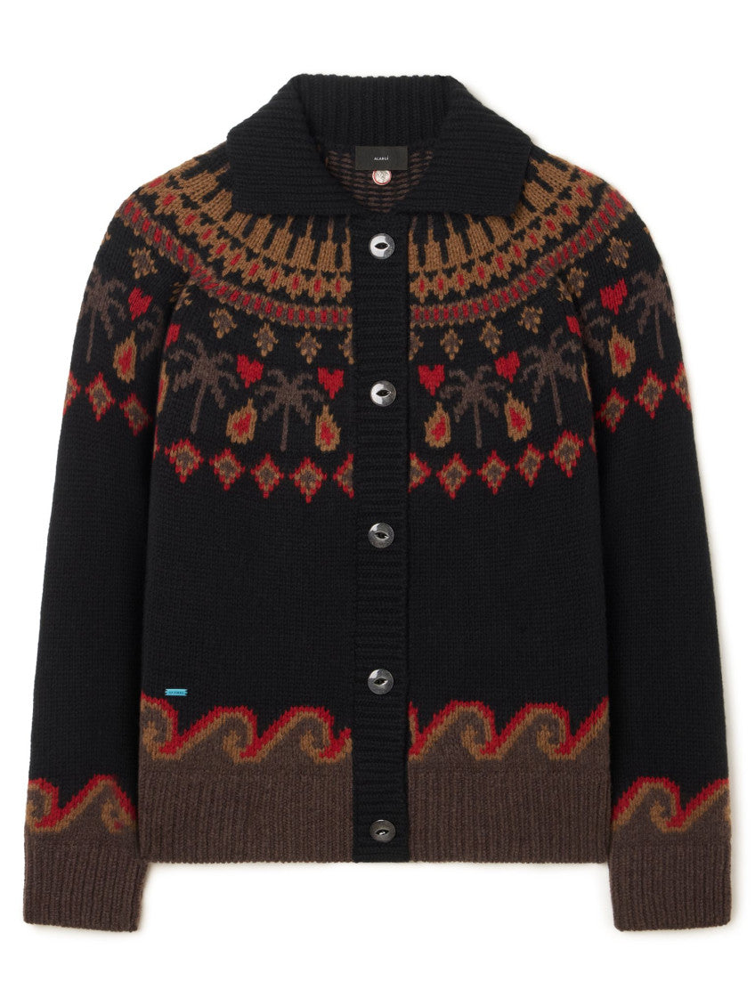 Black Geometric Shawl Neck Cardigan 1
