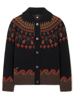 Black Geometric Shawl Neck Cardigan 1