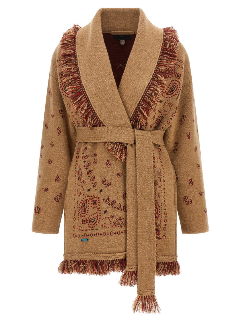 Beige Paisley Shawl Neck Cardigan 1
