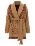 Beige Paisley Shawl Neck Cardigan 1