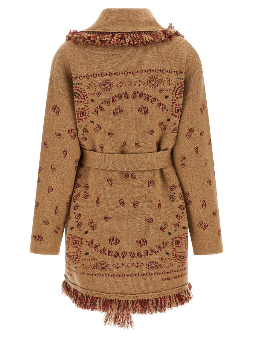 Beige Paisley Shawl Neck Cardigan 2