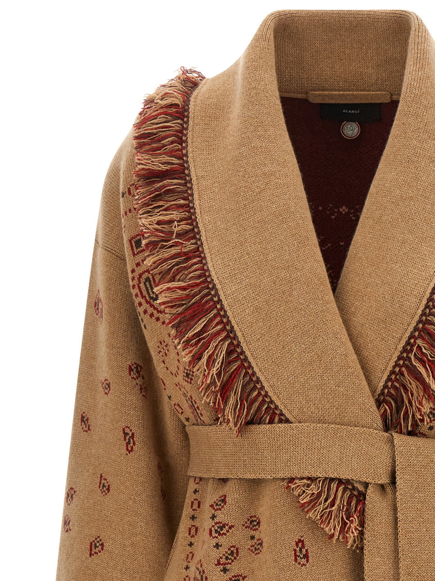Beige Paisley Shawl Neck Cardigan 3