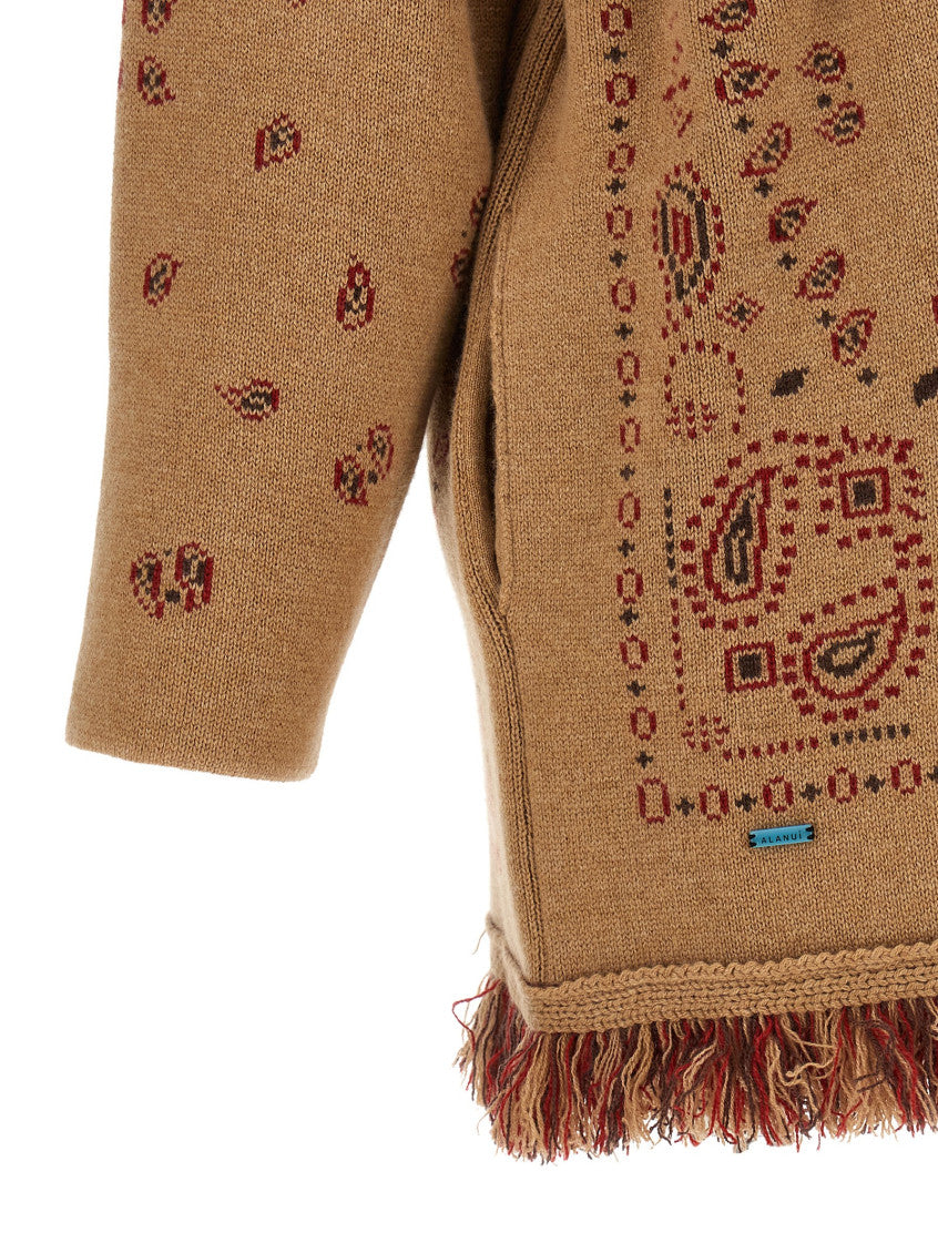 Beige Paisley Shawl Neck Cardigan 4