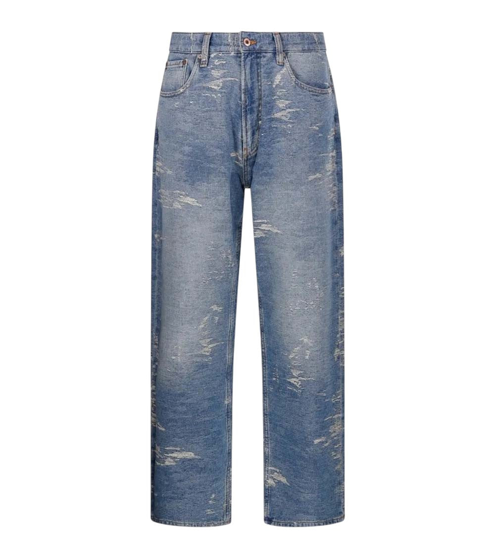 Blue Loose Distressed Jeans 1