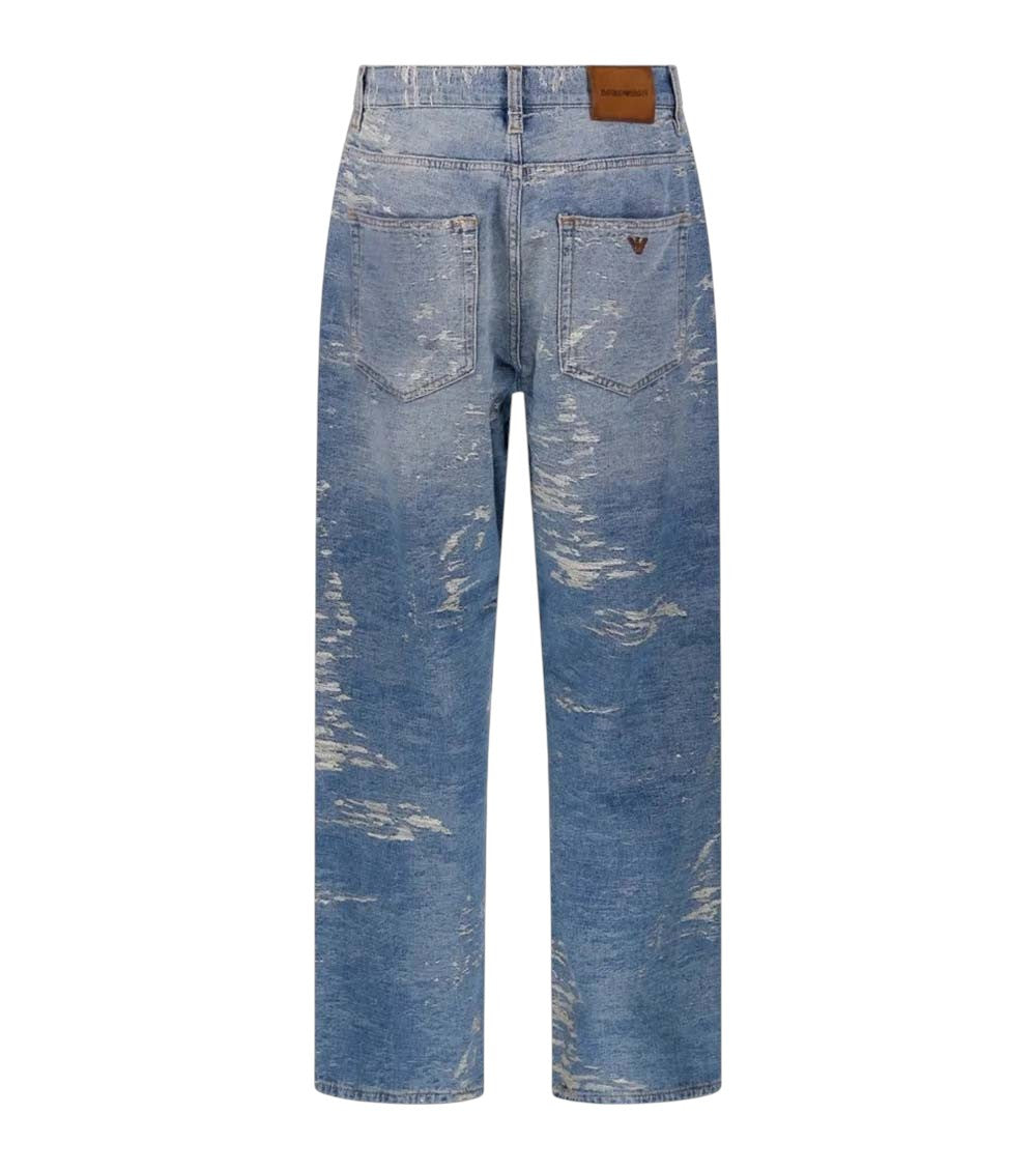 Blue Loose Distressed Jeans 3