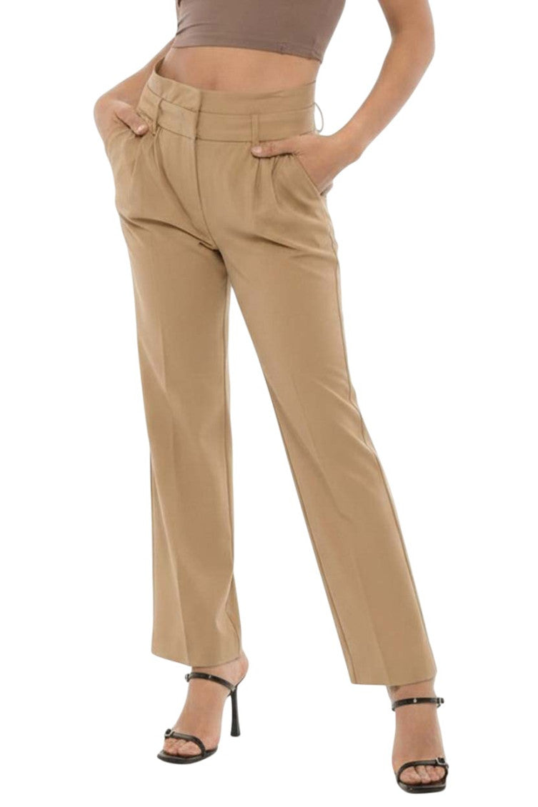 Brown Straight Pleated Pant 1