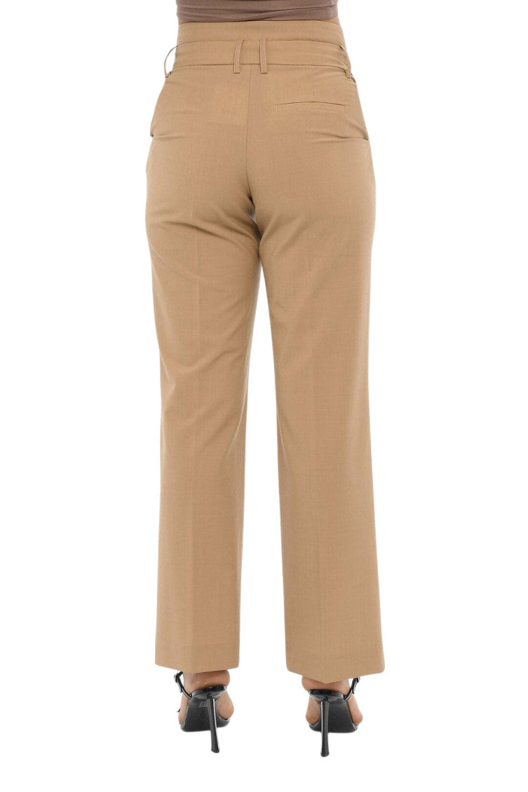 Brown Straight Pleated Pant 2