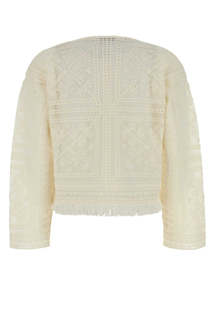 White Crochet Round Neck Sweater 2