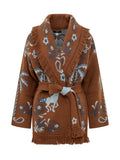 Brown Paisley Shawl Neck Cardigan 1