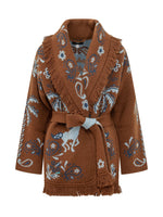 Brown Paisley Shawl Neck Cardigan 1