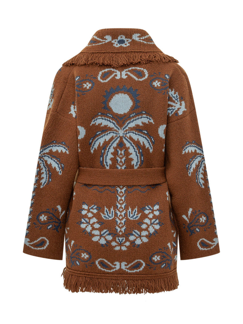 Brown Paisley Shawl Neck Cardigan 2