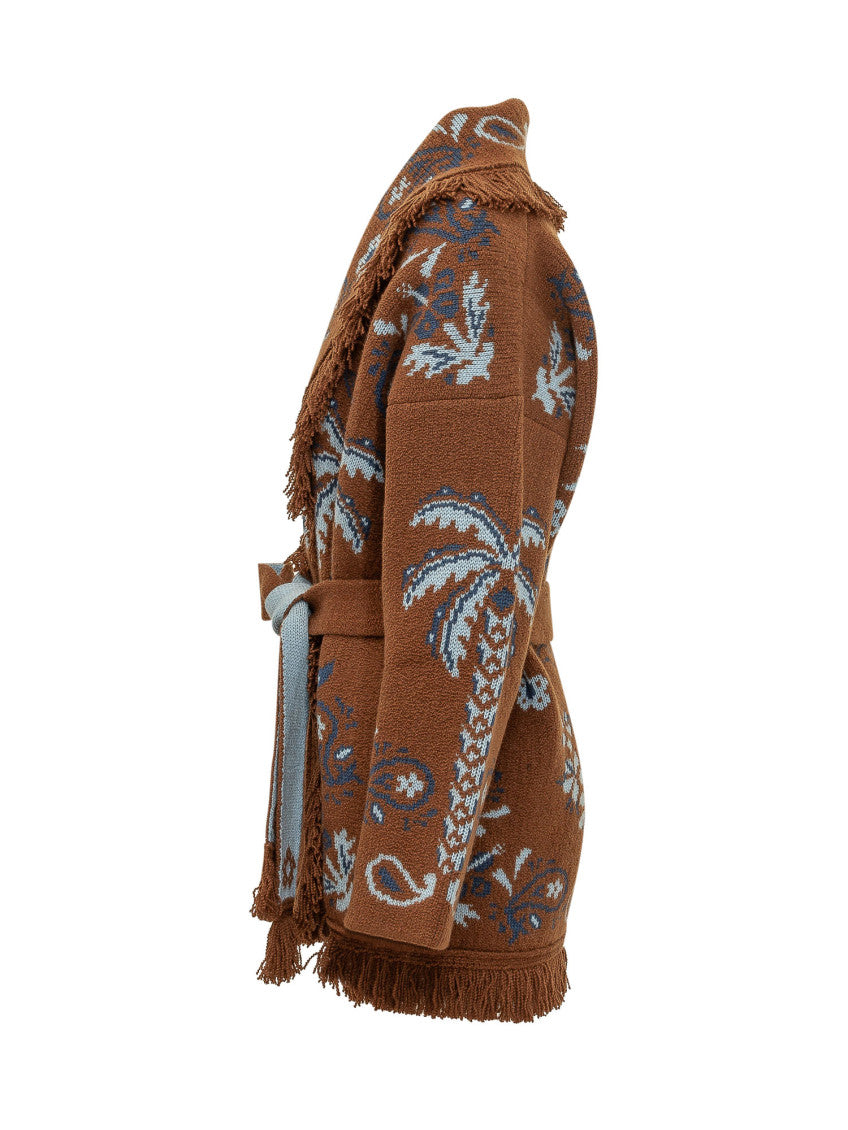 Brown Paisley Shawl Neck Cardigan 3