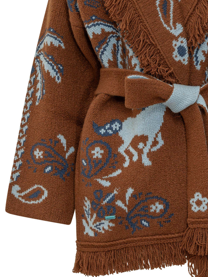 Brown Paisley Shawl Neck Cardigan 4