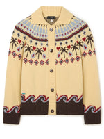 Yellow Graphic Shawl Neck Cardigan 1