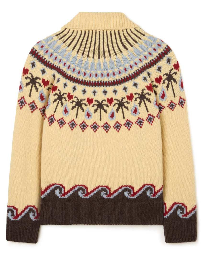 Yellow Graphic Shawl Neck Cardigan 2