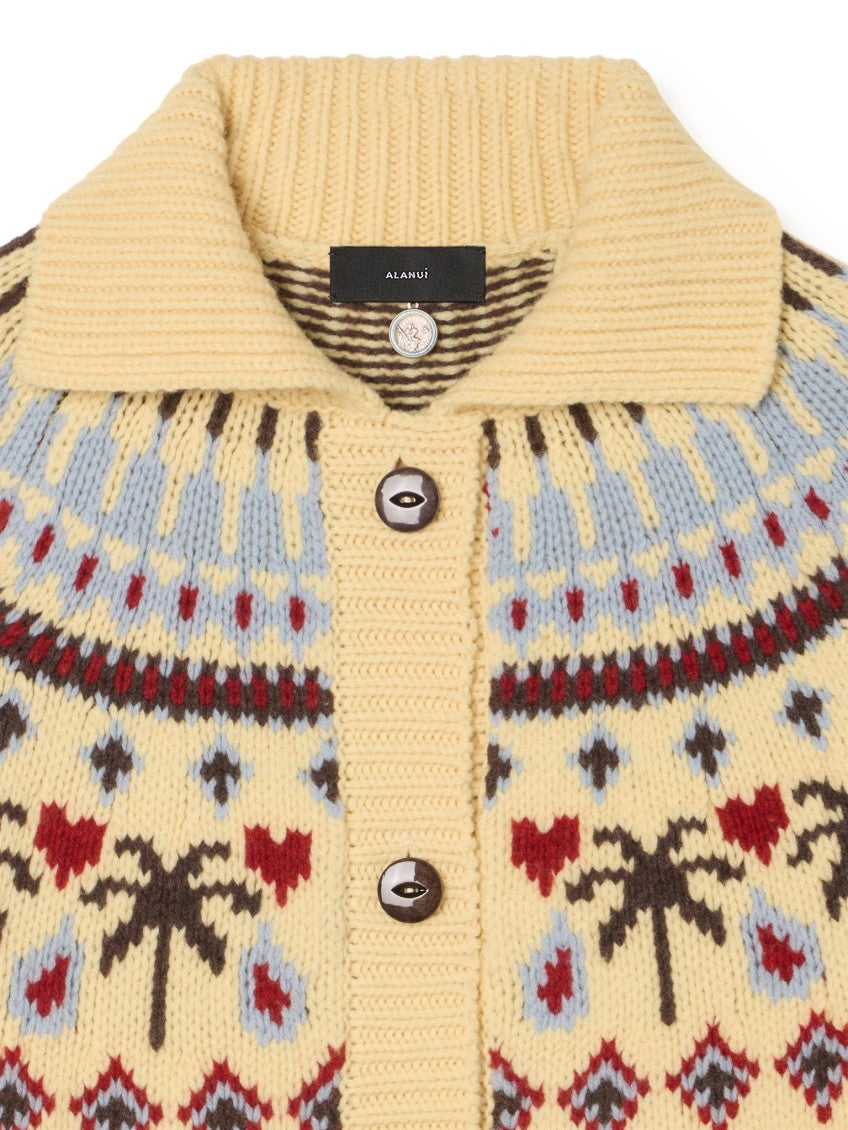Yellow Graphic Shawl Neck Cardigan 3