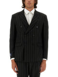 Black Stripes Peaked Lapel Blazer 1