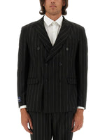 Black Stripes Peaked Lapel Blazer 1