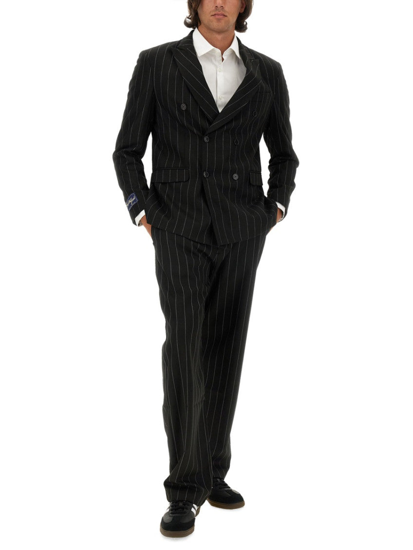 Black Stripes Peaked Lapel Blazer 2