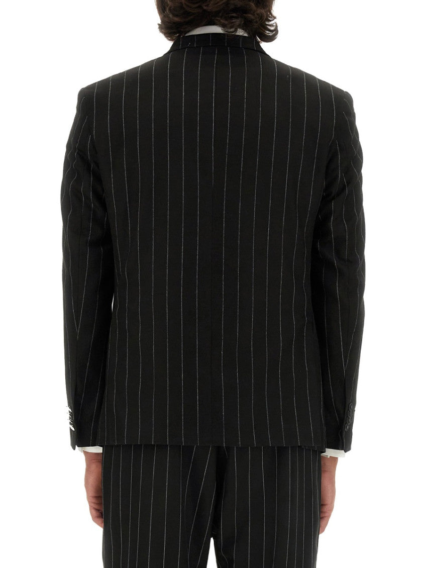 Black Stripes Peaked Lapel Blazer 3