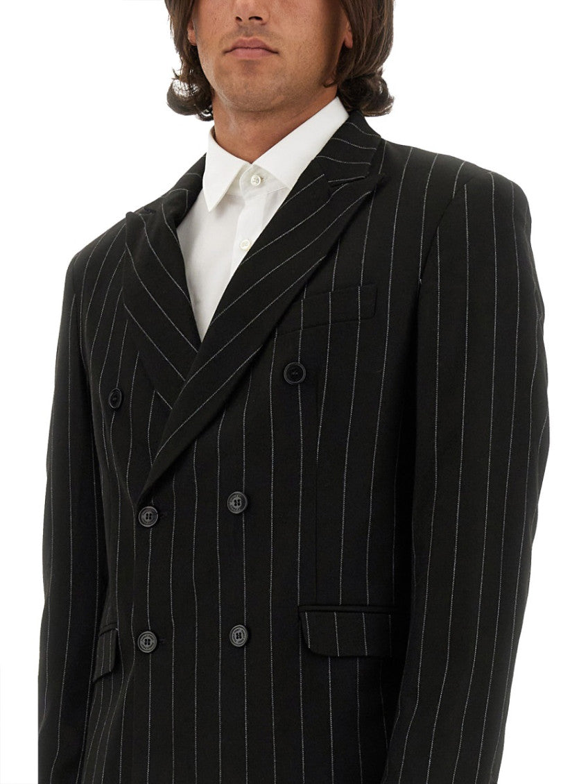 Black Stripes Peaked Lapel Blazer 4