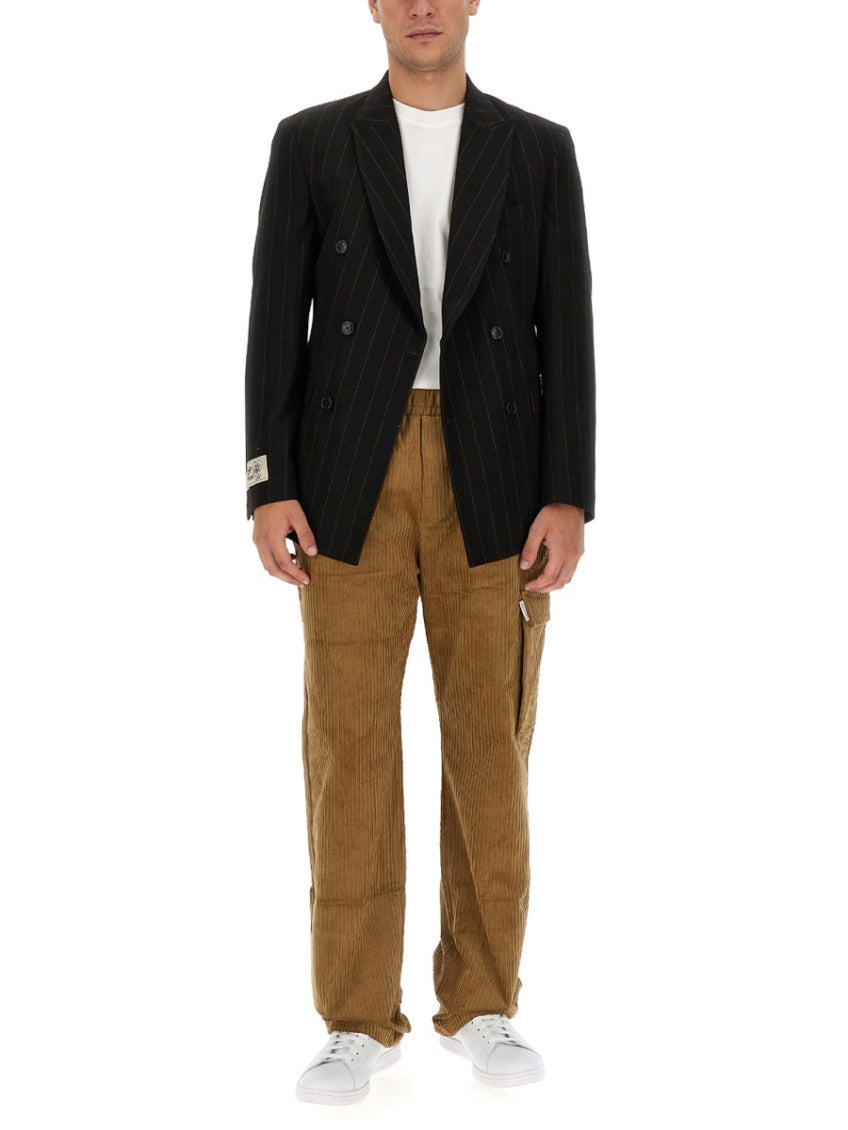 Beige Corduroy Cargo Trousers 2