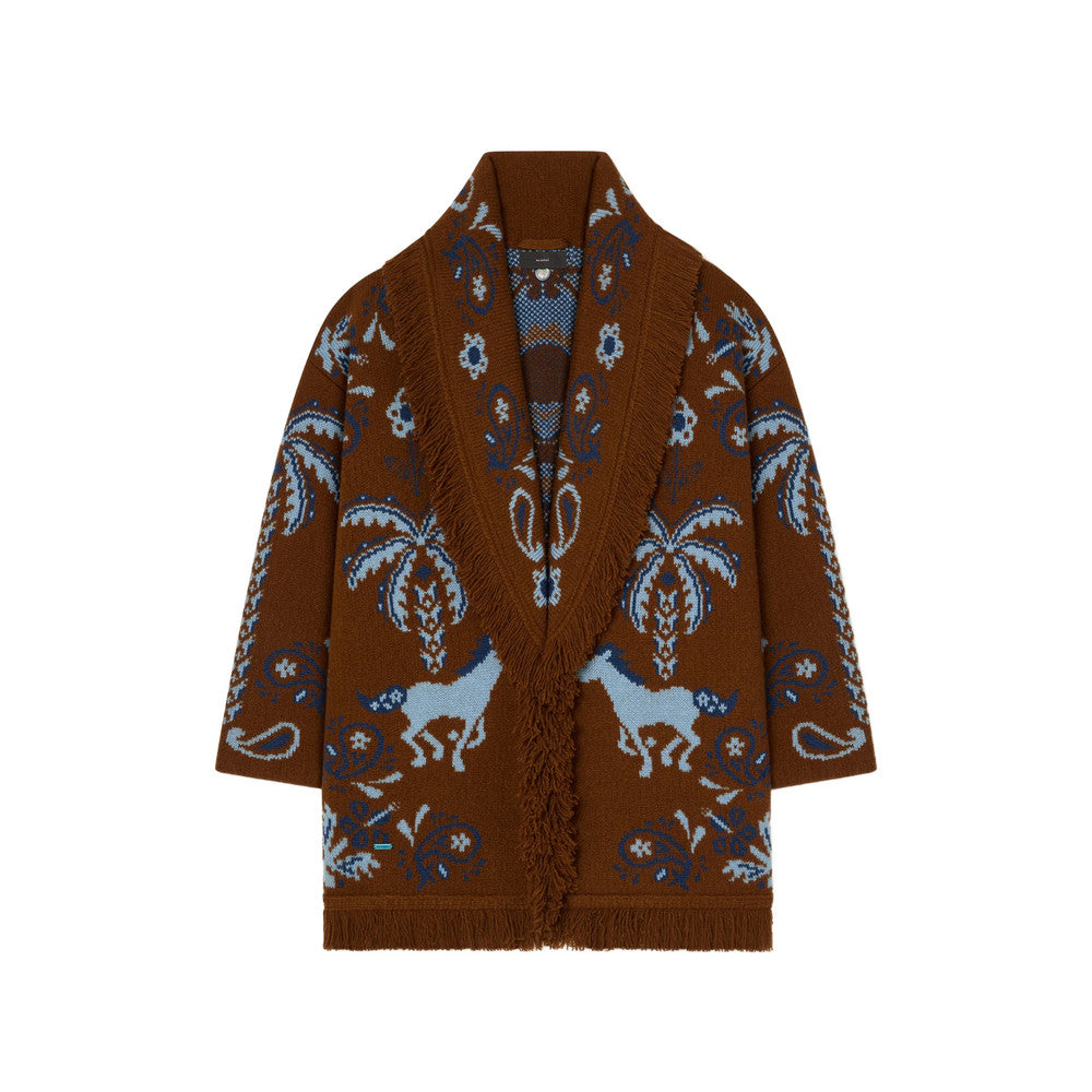 Brown Knitted Shawl Neck Cardigan 1