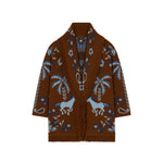 Brown Knitted Shawl Neck Cardigan 1