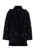 Black Embroidered Shawl Neck Cardigan 1
