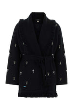 Black Embroidered Shawl Neck Cardigan 1